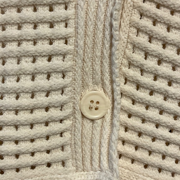 Cream Short Sleeve Sweater with Fringe - Picture 5 of 6